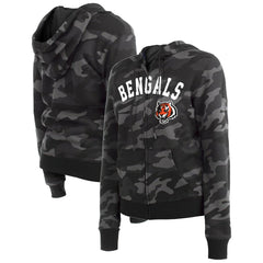 Cincinnati Bengals New Era Women's Camo Full-Zip Hoodie - Black sale