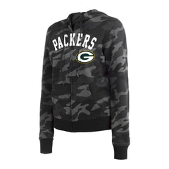 Green Bay Packers New Era Women's Camo Full-Zip Hoodie - Black on sale