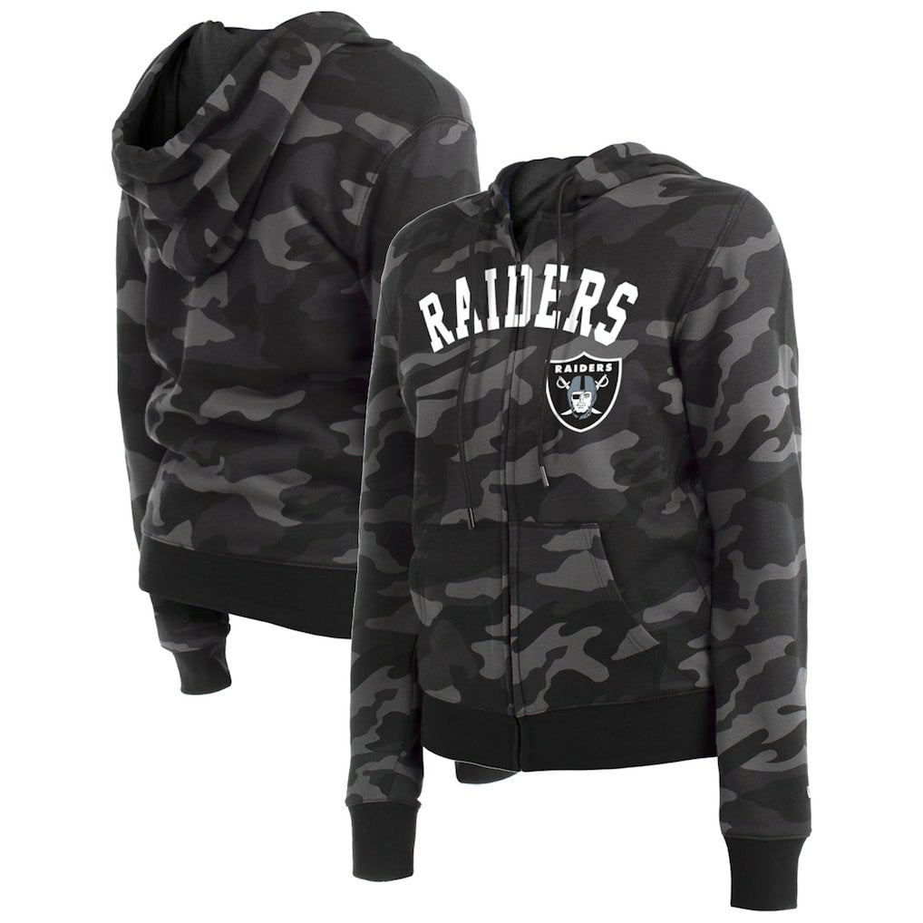 Las Vegas Raiders New Era Women's Camo Full-Zip Hoodie - Black cheap