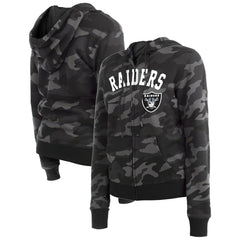 Las Vegas Raiders New Era Women's Camo Full-Zip Hoodie - Black cheap