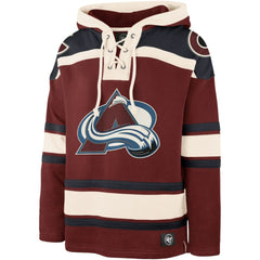 Cale Makar Colorado Avalanche '47 Player Name & Number Lacer Pullover Hoodie Burgundy