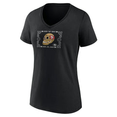San Francisco 49ers Women's Sugar Skull V-Neck T-Shirt - Black online