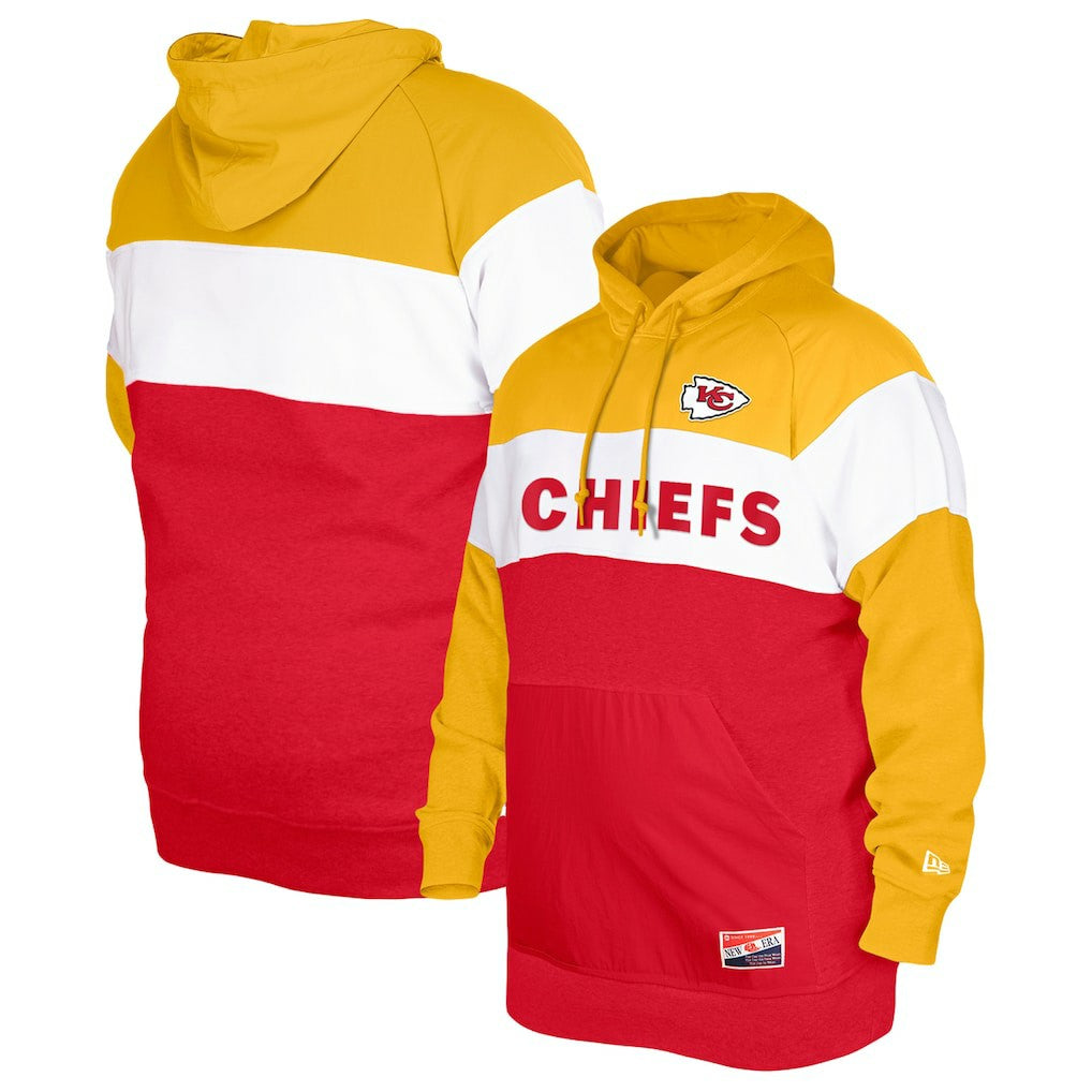 Kansas City Chiefs New Era Big & Tall Current Colorblock Pullover Hoodie - Red discount