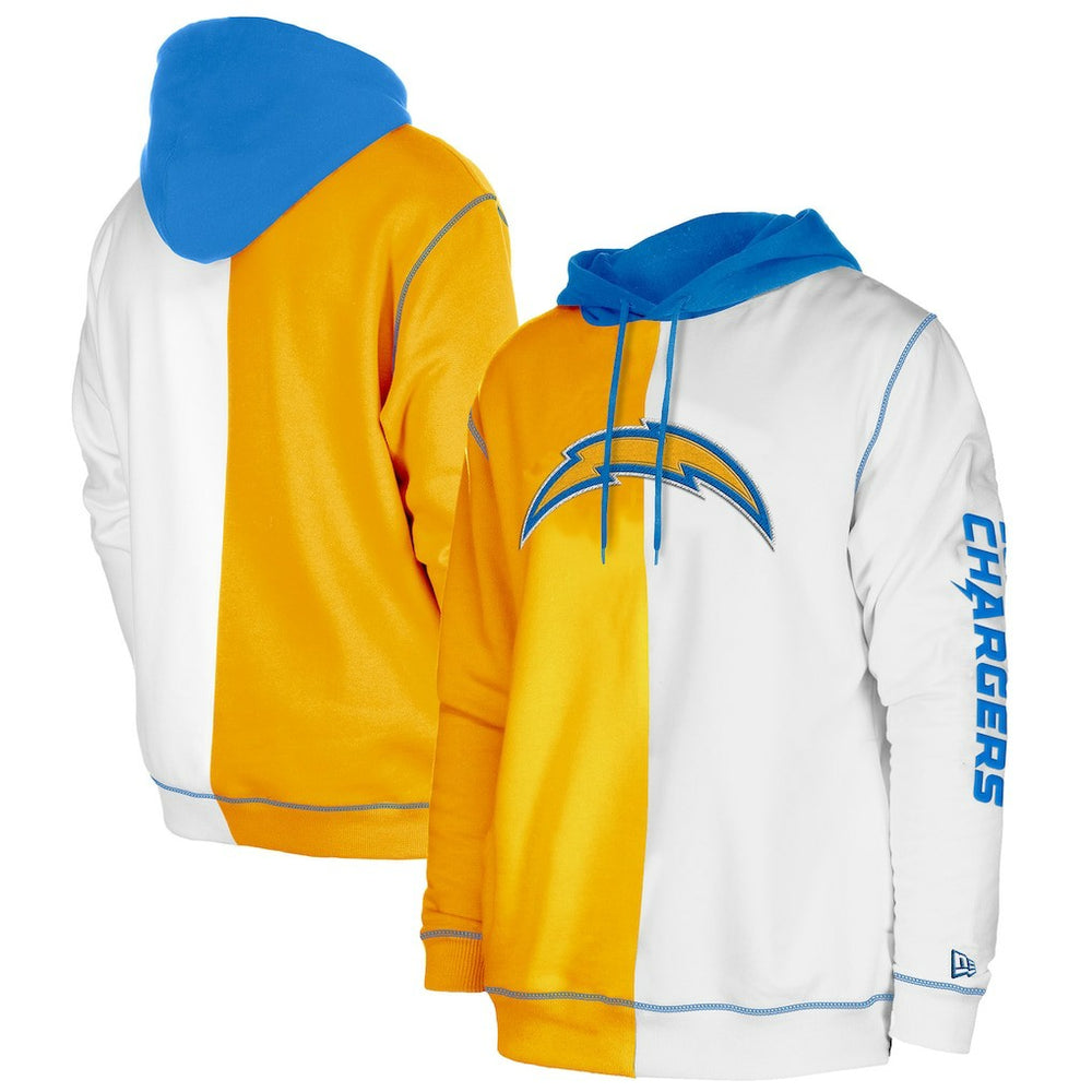 Los Angeles Chargers New Era Third Down Split Raglan Pullover Hoodie - Gold/White online