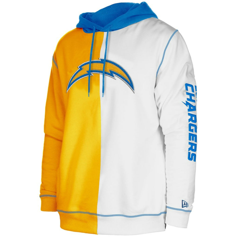 Los Angeles Chargers New Era Third Down Split Raglan Pullover Hoodie - Gold/White online