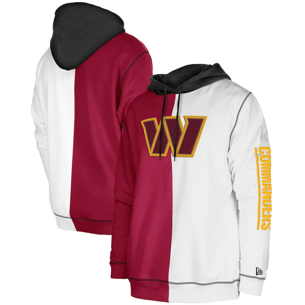 Washington Commanders New Era Third Down Split Raglan Pullover Hoodie - Burgundy/White on sale