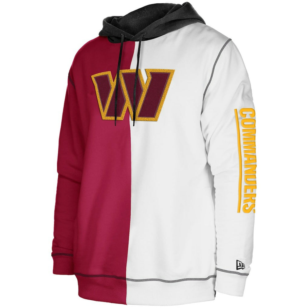 Washington Commanders New Era Third Down Split Raglan Pullover Hoodie - Burgundy/White on sale