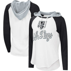 Los Angeles Kings G-III 4Her by Carl Banks Women's MVP Raglan Lightweight Hooded T-Shirt White/Black