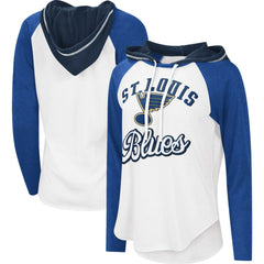 St. Louis Blues G-III 4Her by Carl Banks Women's MVP Raglan Lightweight Hooded T-Shirt White/Blue
