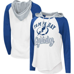 Tampa Bay Lightning G-III 4Her by Carl Banks Women's MVP Raglan Lightweight Hooded T-Shirt White/Blue