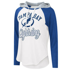 Tampa Bay Lightning G-III 4Her by Carl Banks Women's MVP Raglan Lightweight Hooded T-Shirt White/Blue