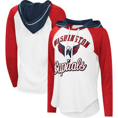 Washington Capitals G-III 4Her by Carl Banks Women's MVP Raglan Lightweight Hooded T-Shirt White/Heather Red