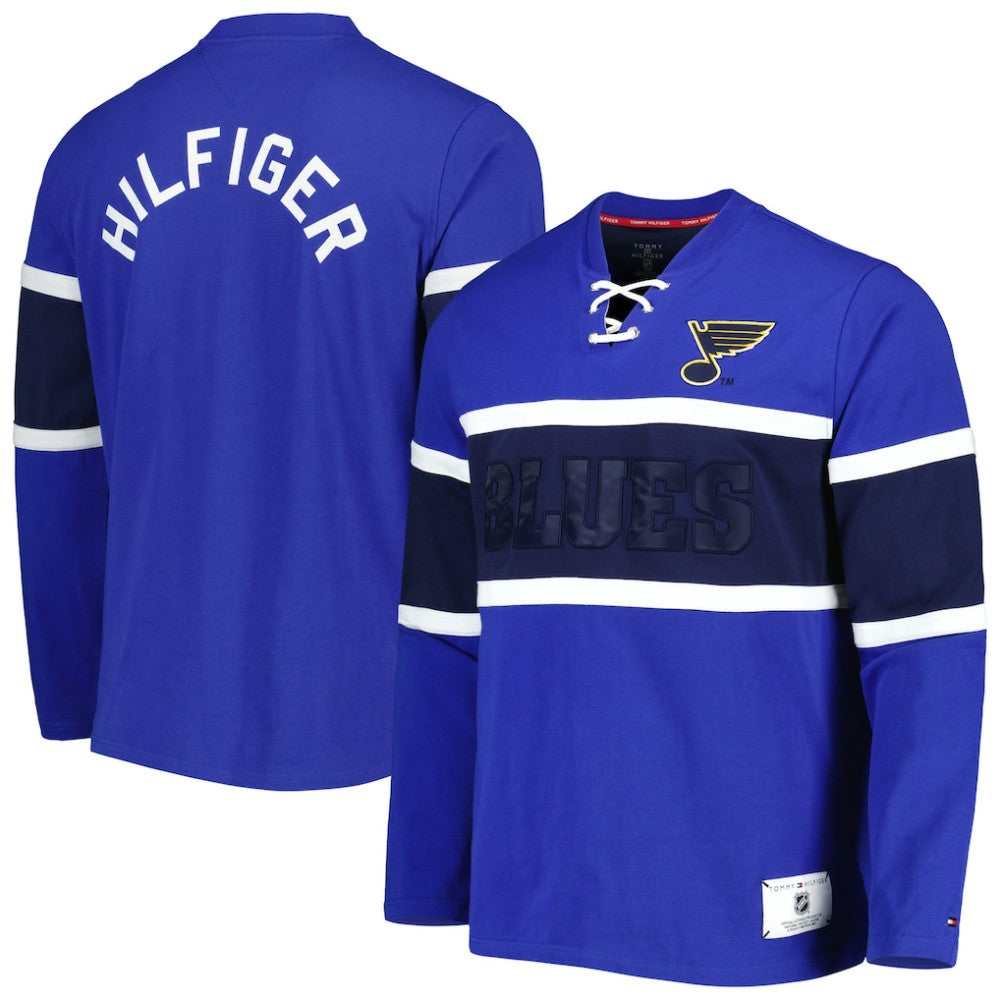 St. Louis Blues Tommy Hilfiger Walter Lace-Up Long Sleeve Top Blue