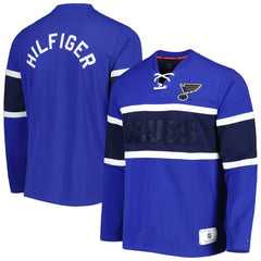 St. Louis Blues Tommy Hilfiger Walter Lace-Up Long Sleeve Top Blue