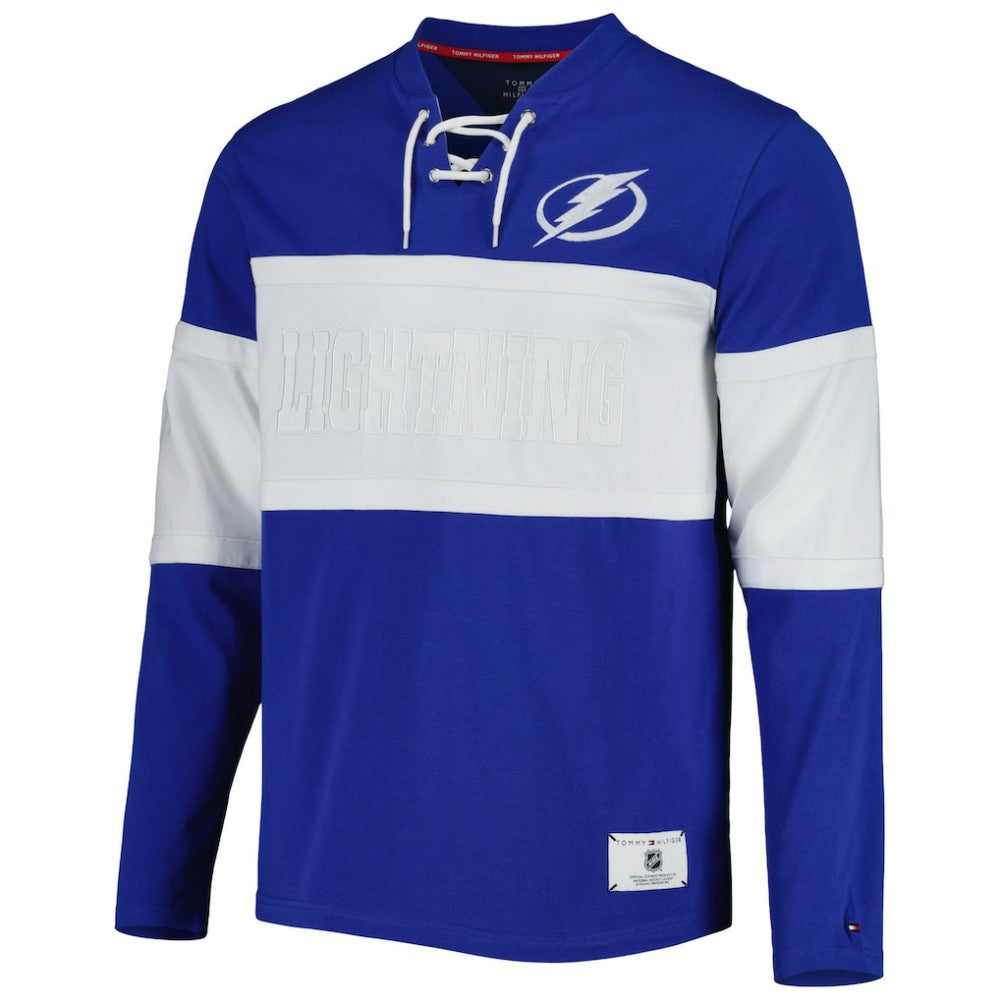 Tampa Bay Lightning Tommy Hilfiger Walter Lace-Up Long Sleeve Top Blue