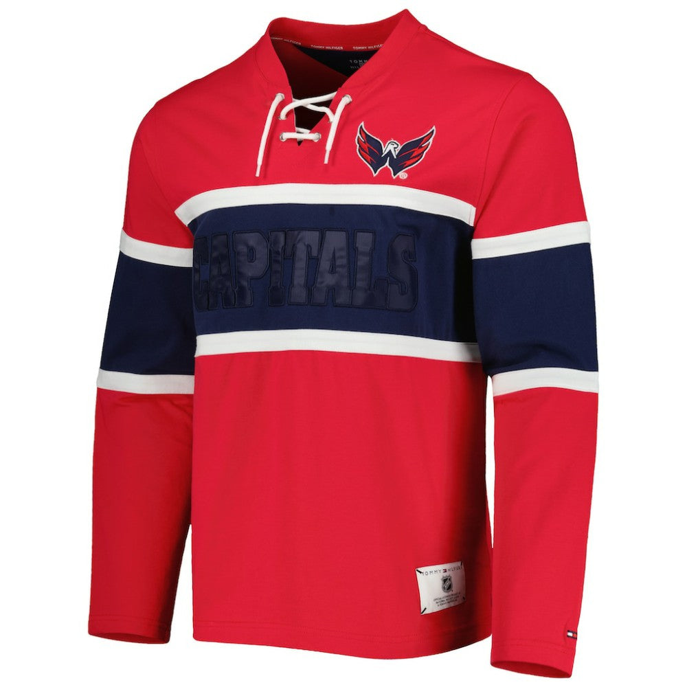 Washington Capitals Tommy Hilfiger Walter Lace-Up Long Sleeve Top Red