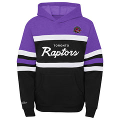 Toronto Raptors Youth Hardwood Classics Head Coach Pullover Hoodie - Purple/Heather Gray | Mitchell & Ness on sale