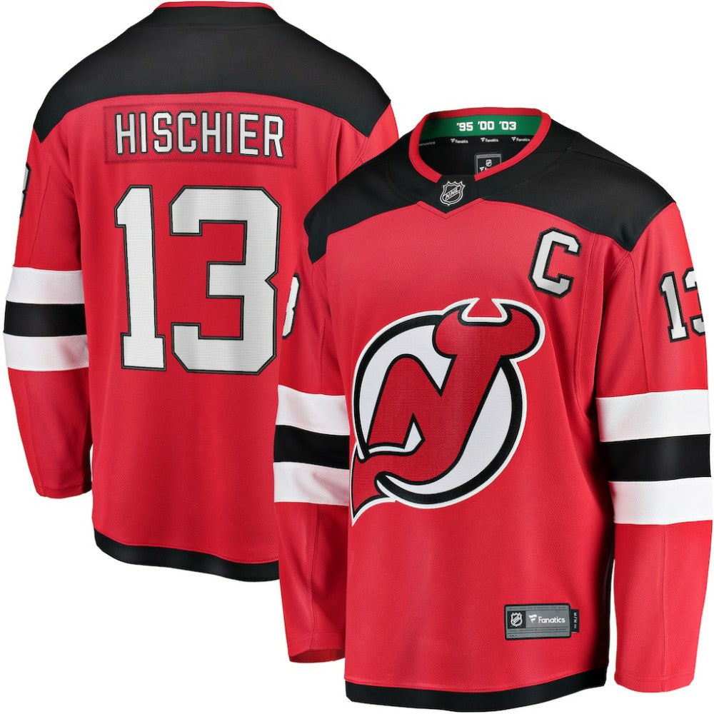 Nico Hischier New Jersey Devils Fanatics Captain Patch Home Breakaway Jersey Red