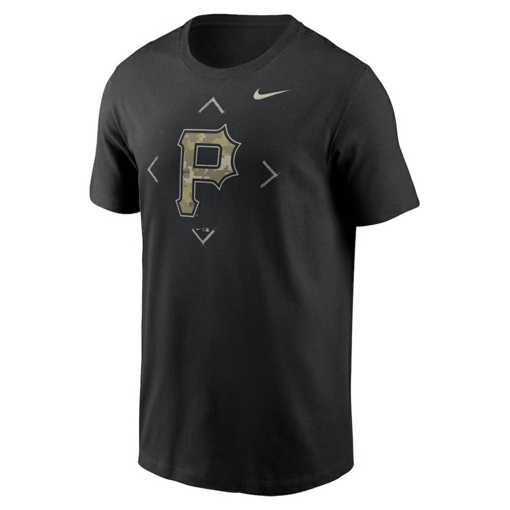 Pittsburgh Pirates Camo Logo T-Shirt - Black | Nike