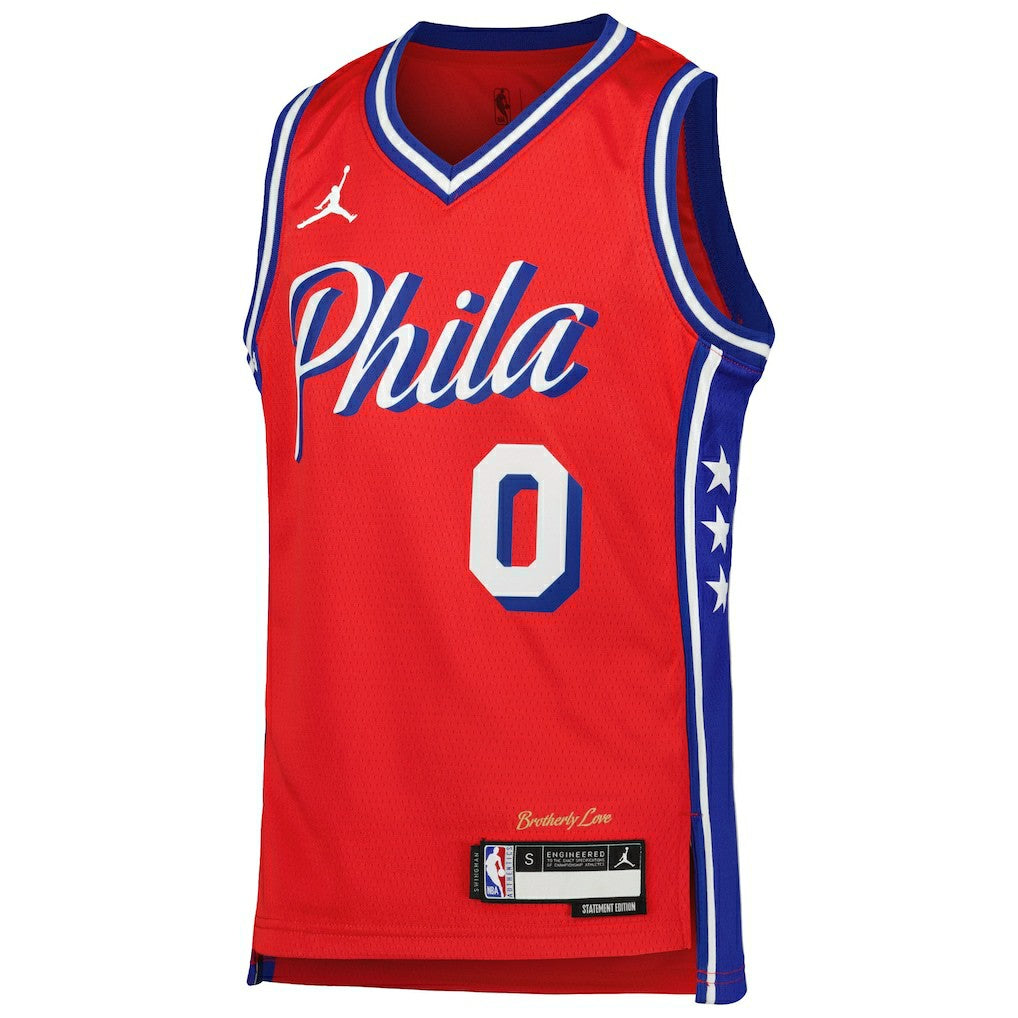 Tyrese Maxey Philadelphia 76ers Jordan Brand Youth Swingman Jersey - Statement Edition - Red on sale