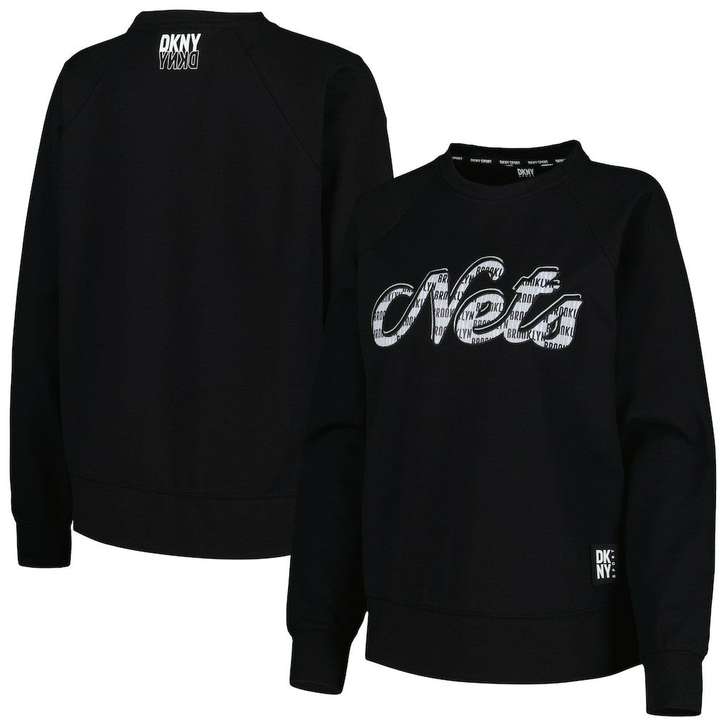 Brooklyn Nets DKNY Sport Women's Regina Raglan Pullover Sweatshirt - Black discount