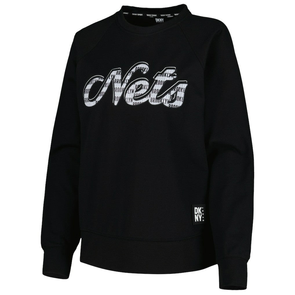 Brooklyn Nets DKNY Sport Women's Regina Raglan Pullover Sweatshirt - Black discount