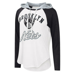 Brooklyn Nets G-III 4Her by Carl Banks Women's MVP Raglan Hoodie Long Sleeve T-Shirt - White on sale