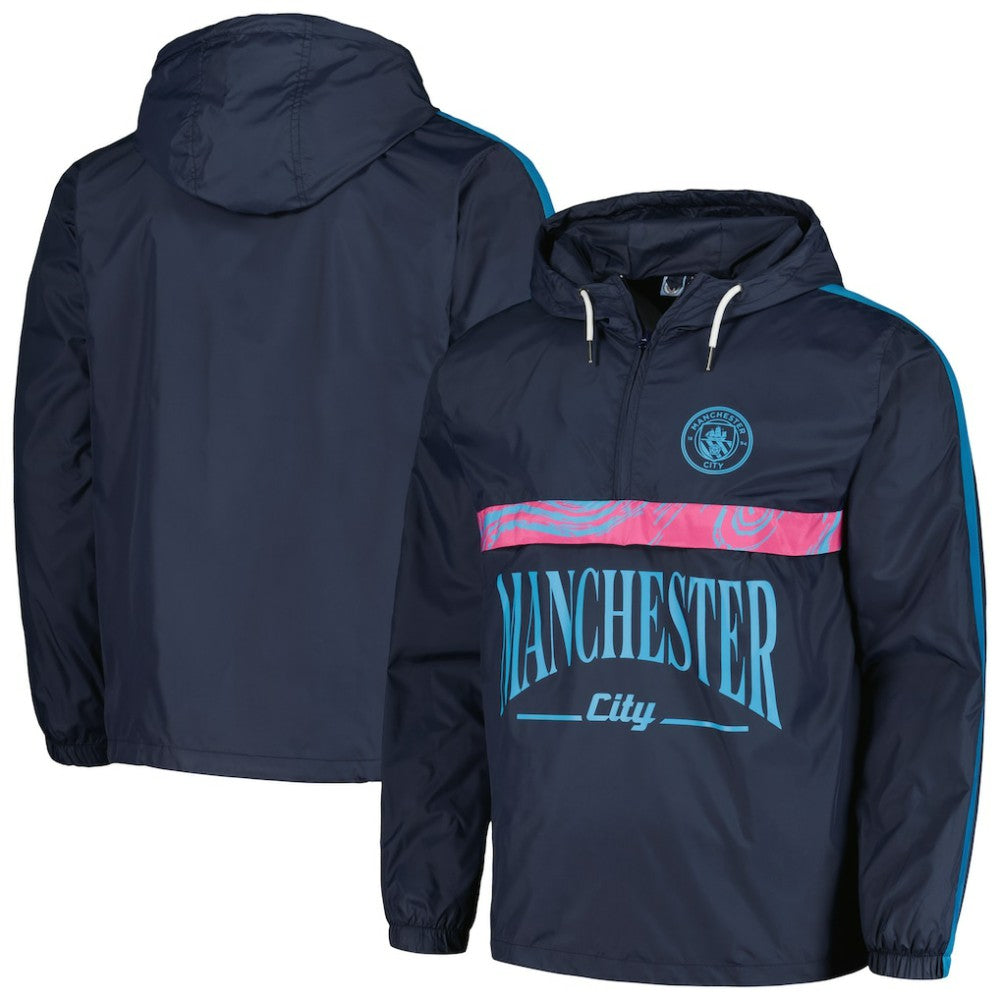 Manchester City Anorak Hoodie Half-Zip Jacket - Navy outlet