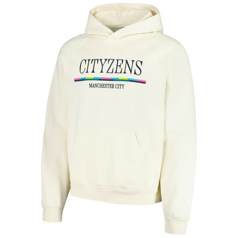 Manchester City Team Stripe Oversized Pullover Hoodie - Cream online