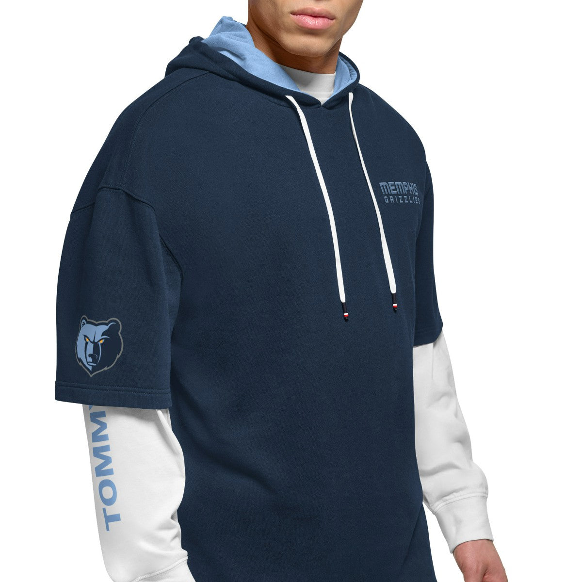Memphis Grizzlies Tommy Jeans Matthew 2-In-1 T-Shirt & Hoodie Combo Set - Navy/White discount