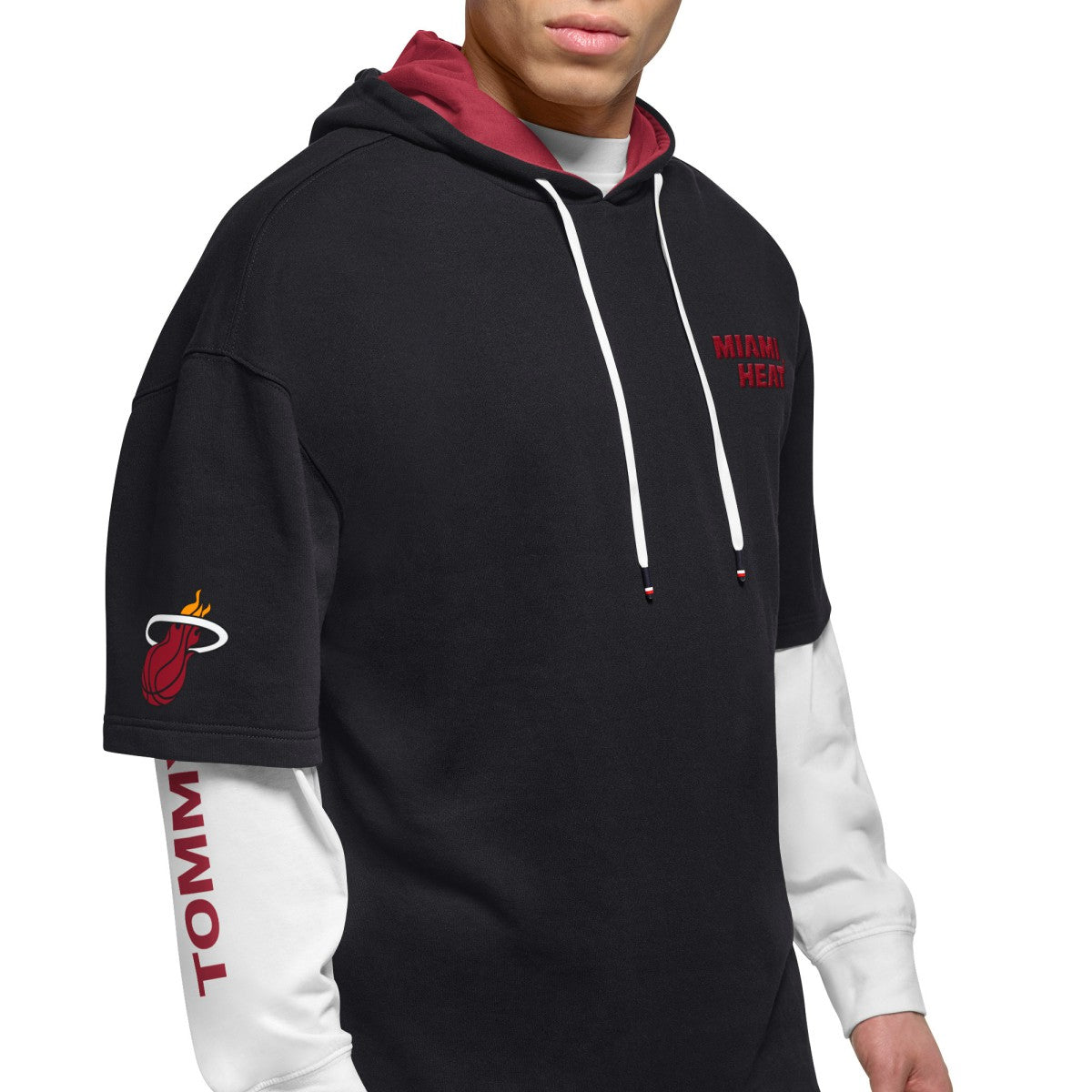 Miami Heat Tommy Jeans Matthew 2-In-1 T-Shirt & Hoodie Combo Set - Black/White for sale