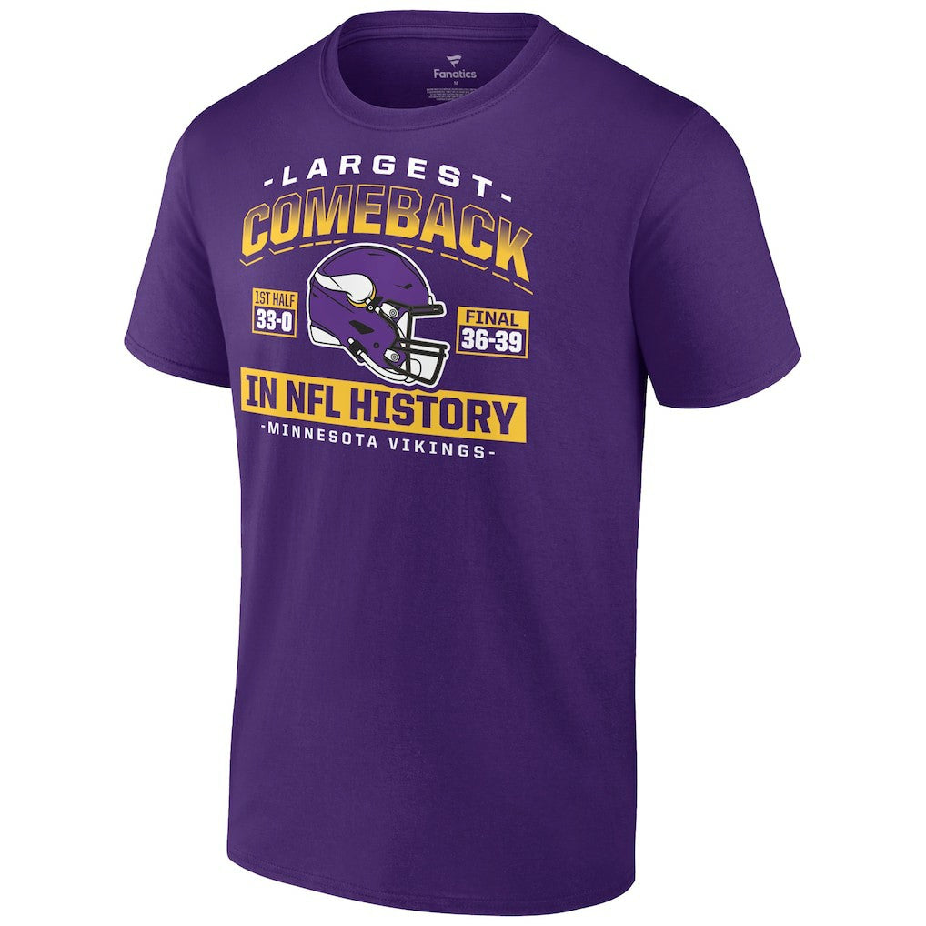 Minnesota Vikings Largest Comeback T-Shirt - Purple for sale