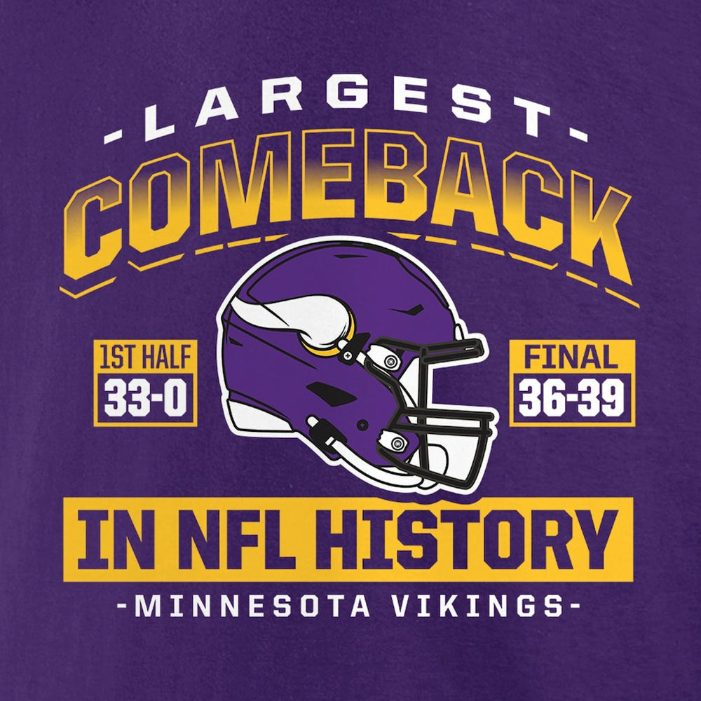 Minnesota Vikings Largest Comeback T-Shirt - Purple for sale