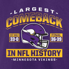 Minnesota Vikings Largest Comeback T-Shirt - Purple for sale