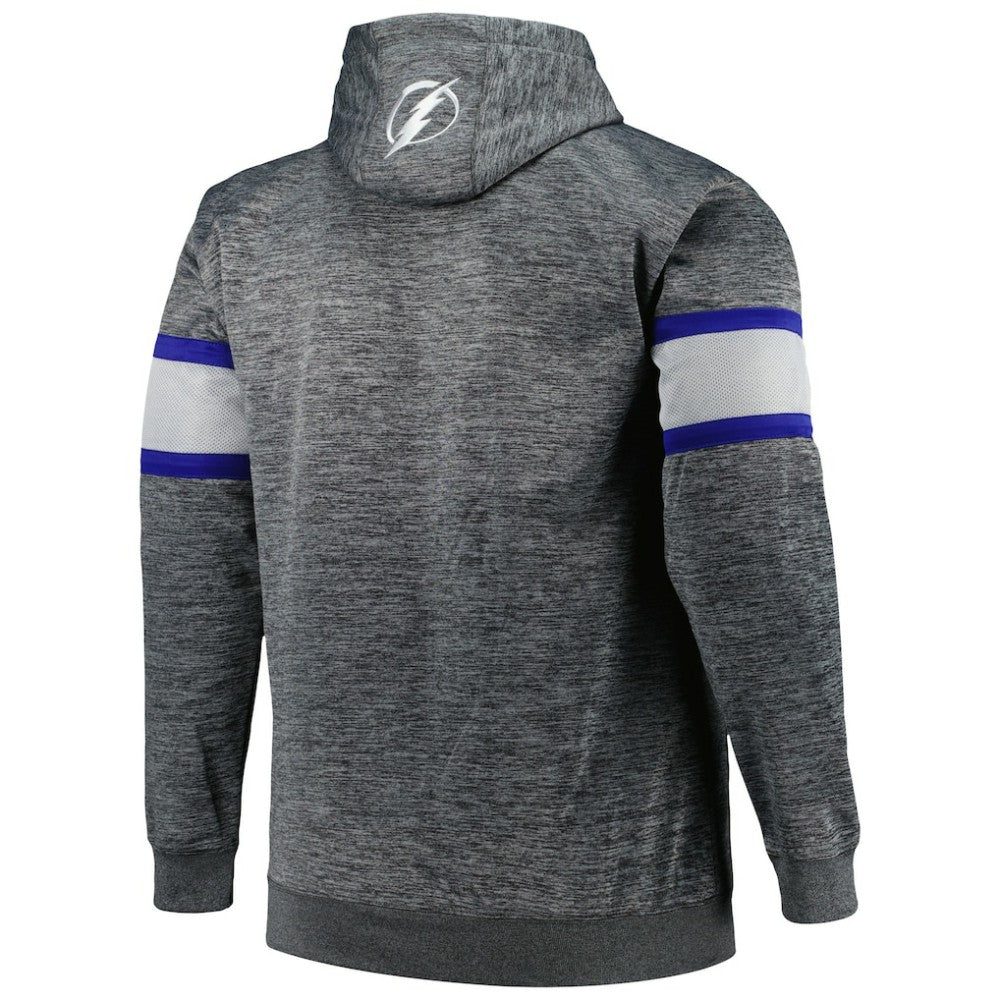 Tampa Bay Lightning Big & Tall Stripe Pullover Hoodie Heather Charcoal
