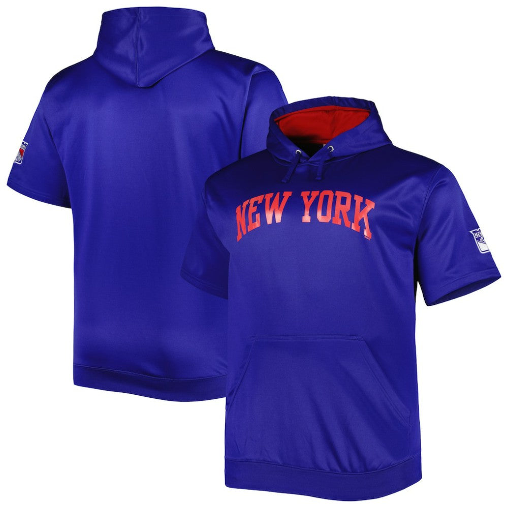 New York Rangers Big & Tall Logo Short Sleeve Hoodie Royal