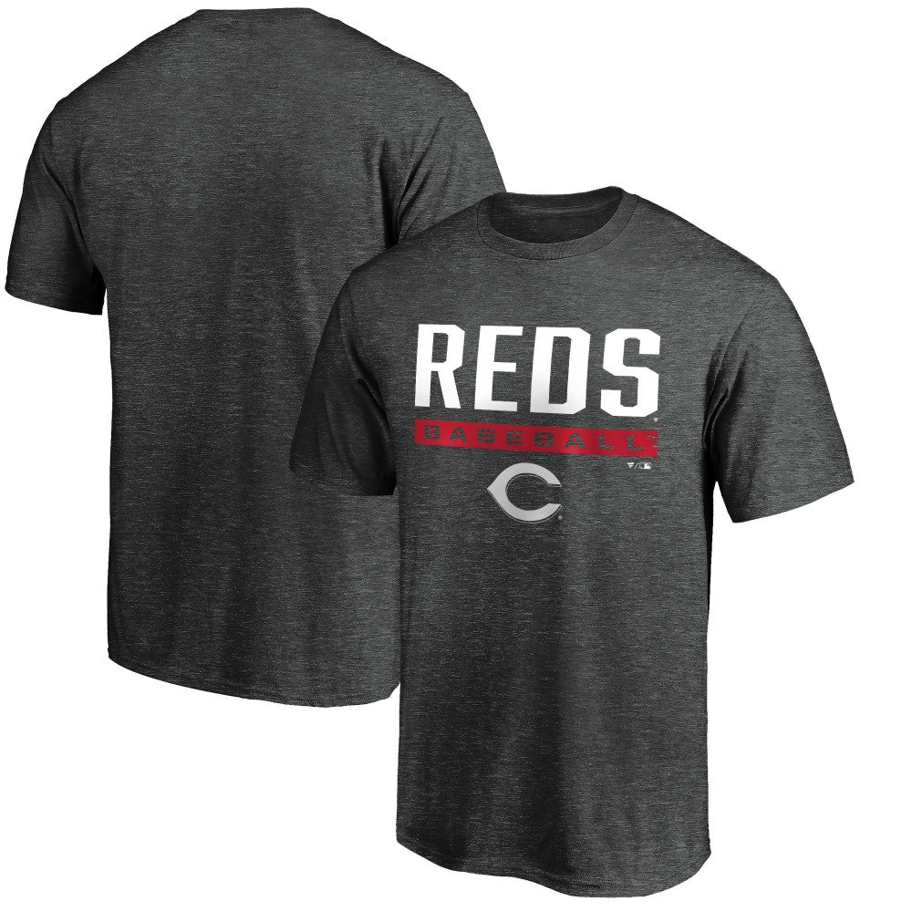 Cincinnati Reds Team Win Stripe T-Shirt - Charcoal