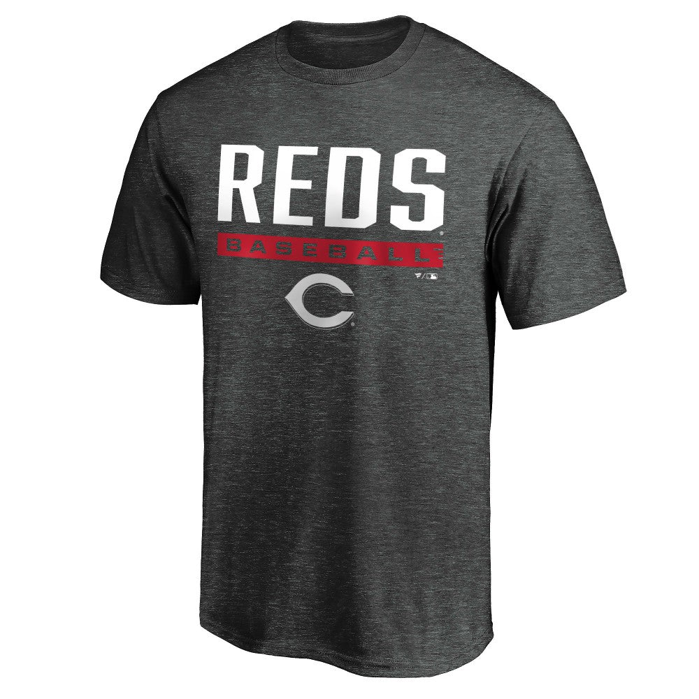 Cincinnati Reds Team Win Stripe T-Shirt - Charcoal