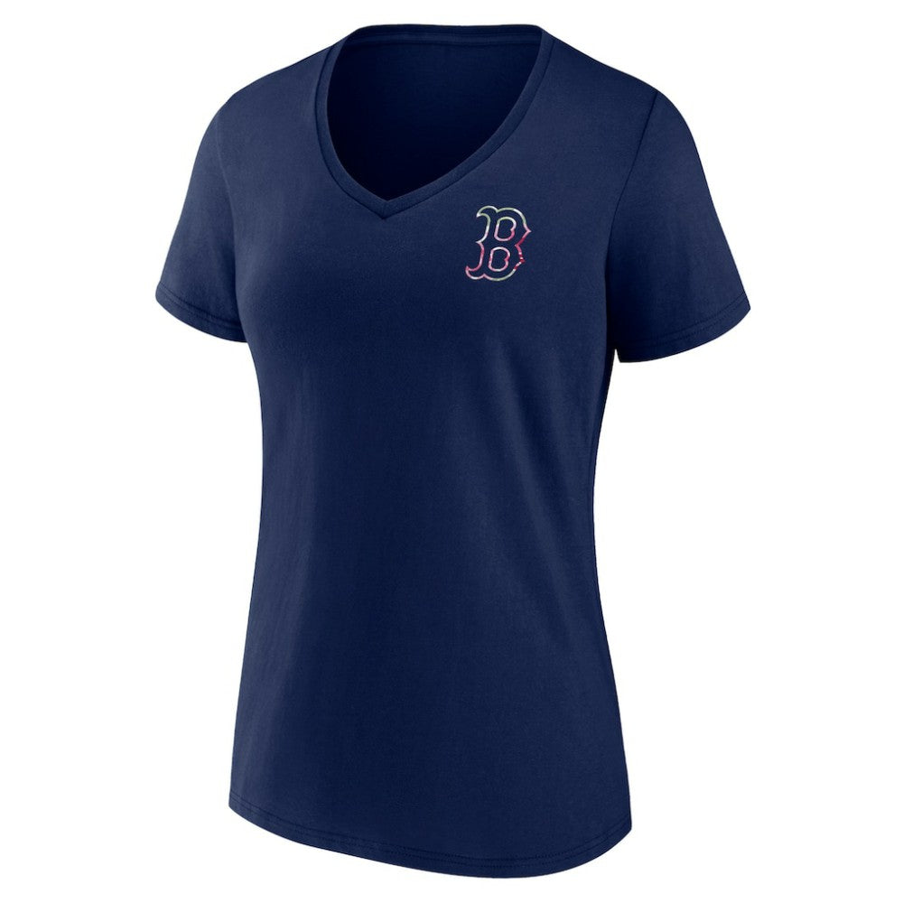 Boston Red Sox Women's Team Logo Mother's Day V-Neck T-Shirt - Navy