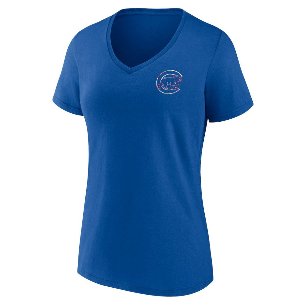 Chicago Cubs Women's Team Logo Mother's Day V-Neck T-Shirt - Royal