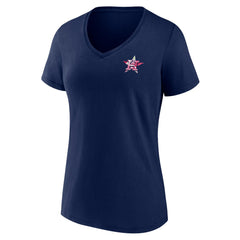 Houston Astros Women's Team Logo Mother's Day V-Neck T-Shirt - Navy