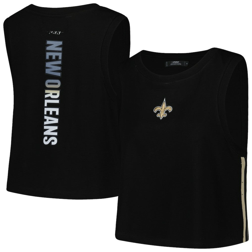 New Orleans Saints Pro Standard Women's Ombre Wordmark Classic Cropped Tank Top - Black sale