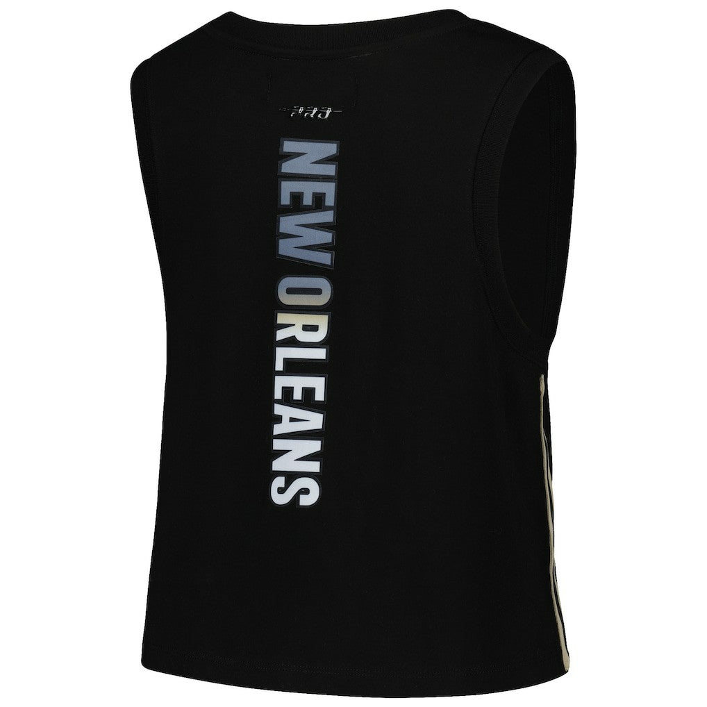 New Orleans Saints Pro Standard Women's Ombre Wordmark Classic Cropped Tank Top - Black sale