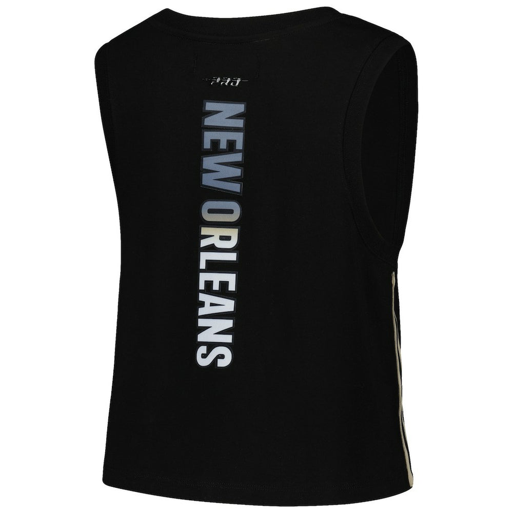 New Orleans Saints Pro Standard Women's Ombre Wordmark Classic Cropped Tank Top - Black sale