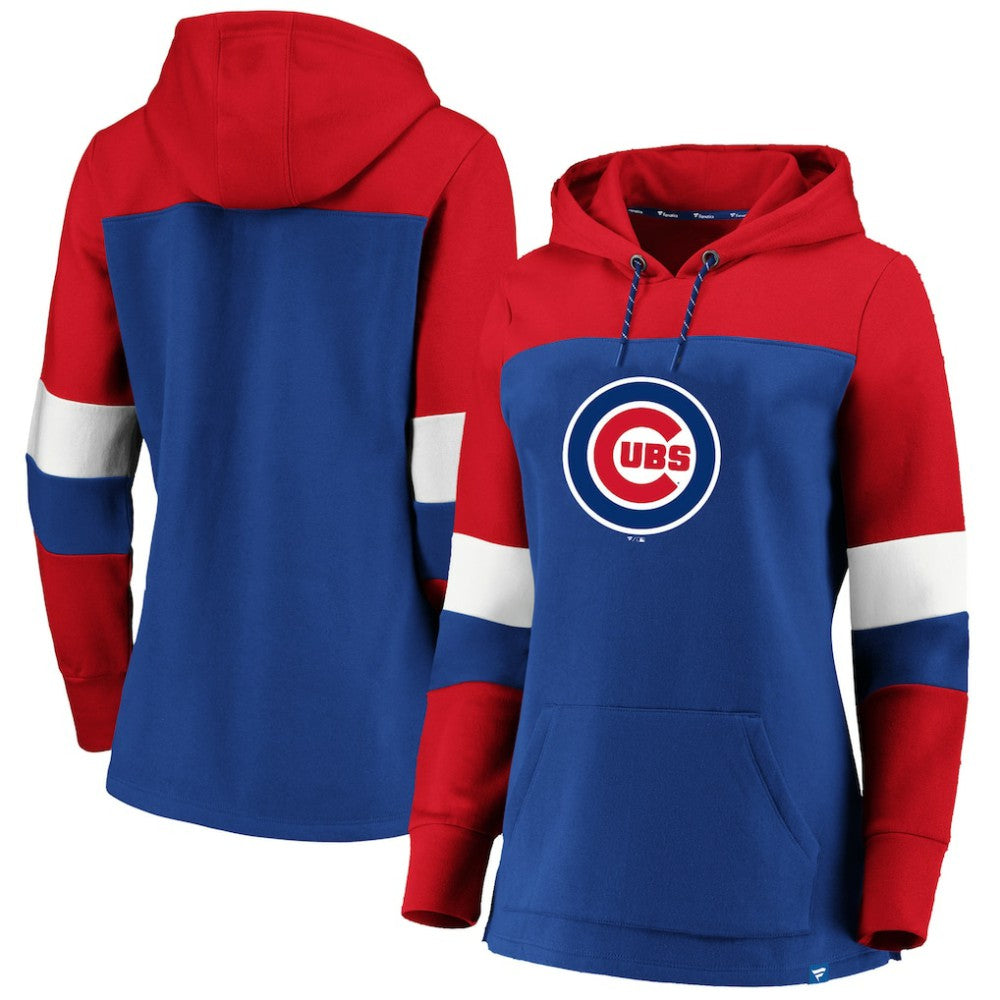 Chicago Cubs Women's Plus Size Colorblock Pullover Hoodie - Royal