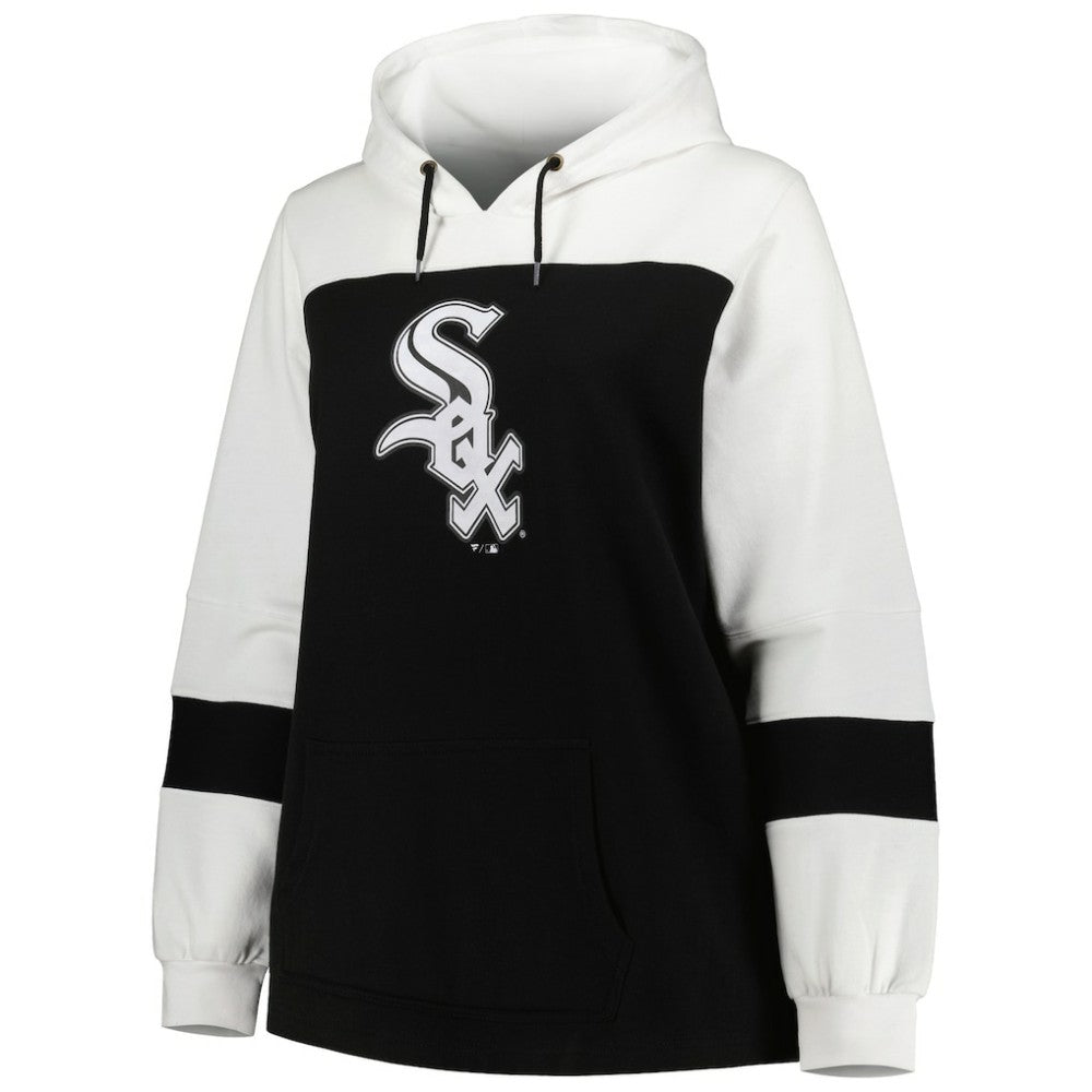 Chicago White Sox Women's Plus Size Colorblock Pullover Hoodie - Black