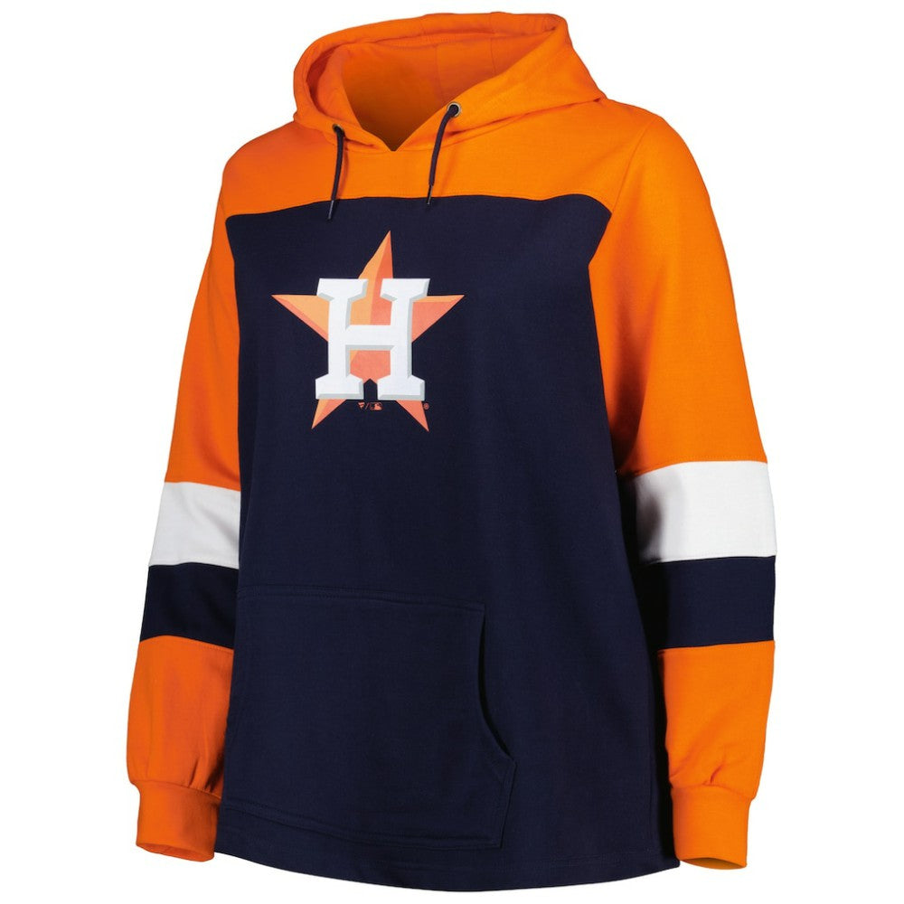 Houston Astros Women's Plus Size Colorblock Pullover Hoodie - Navy