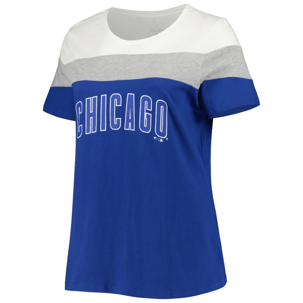 Chicago Cubs Women's Plus Size Colorblock T-Shirt - Royal/Heather Gray