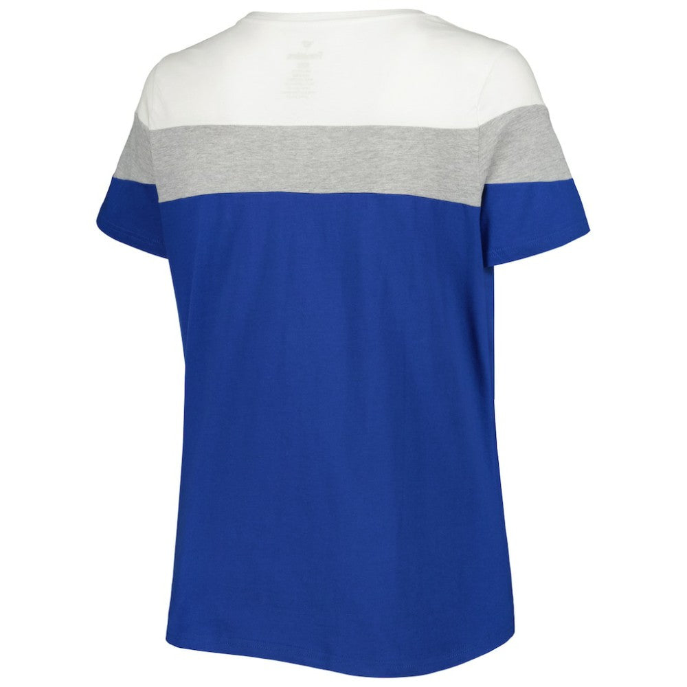 Chicago Cubs Women's Plus Size Colorblock T-Shirt - Royal/Heather Gray