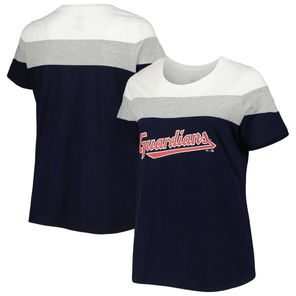 Cleveland Guardians Women's Plus Size Colorblock T-Shirt - Navy/Heather Gray